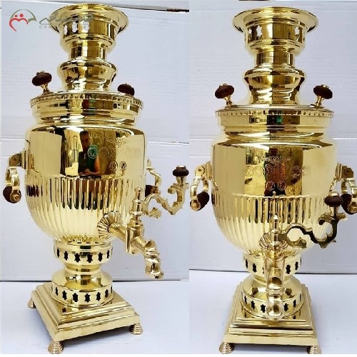 سماور 6 لیتری ذغالی برنجی کد 114 با پایه های متفاوت به سلیقه شما در 2 رنگ آنتیک و طلایی همراه با ضمانت - هنرظریف