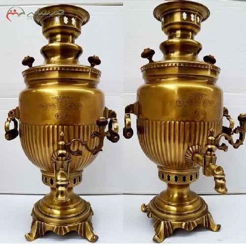 سماور 6 لیتری ذغالی برنجی کد 114 با پایه های متفاوت به سلیقه شما در 2 رنگ آنتیک و طلایی همراه با ضمانت