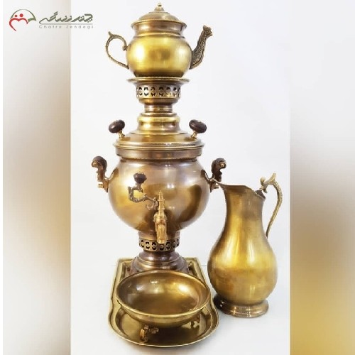 سماور 3 لیتری ذغالی برنجی کد 116 با ورق ضخیم و با کیفیت، مدل ممتاز همراه ضمانت یک ساله - هنرظریف