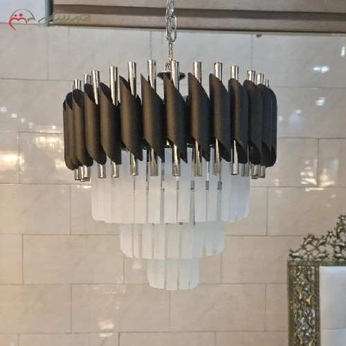 لوستر برنزی کریستالی و طرحی کاملا مدرن، رنگ یخی با ضمانت کیفیت