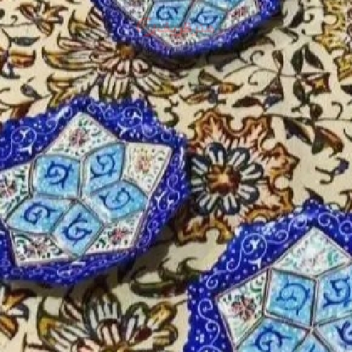 هفت سین مسی، مینا کاری شده لعاب دار، پخته شده در کوره، رنگ زیبای آبی - هنرظریف