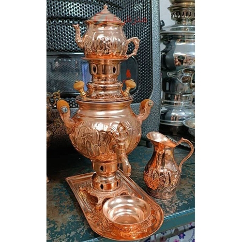 سرویس سماور مسی 1 لیتری تنوره دار - هنرظریف