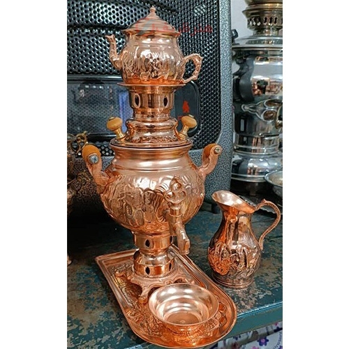 سرویس سماور مسی 1 لیتری تنوره دار