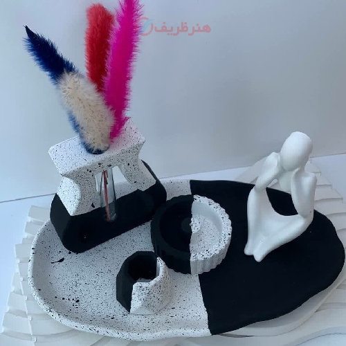 ست دکوارتیو رومیزی گلدان، جاعودی و جا شمعی
