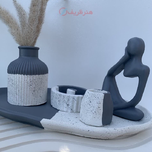 ست دکوارتیو رومیزی گلدان، جاعودی و جا شمعی