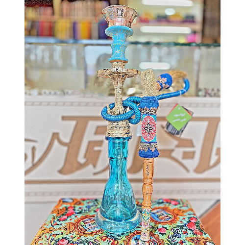 ست قلیان برنجی شیشه تراش، طرح انگشتی با گارانتی پنج ساله