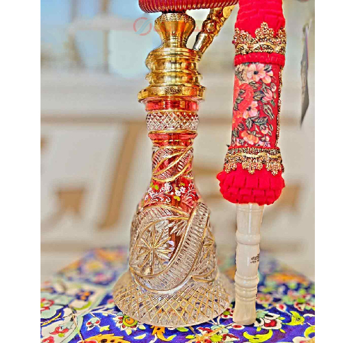 قلیان برنجی سیسمونی گلدان دار، لبی تمام استخوان، گارانتی 10 ساله