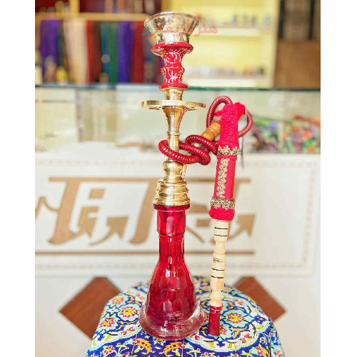 قلیان برنجی کوچک، شیشه زنبوری، لبی سر پلی استر، دارای گارانتی 5 ساله