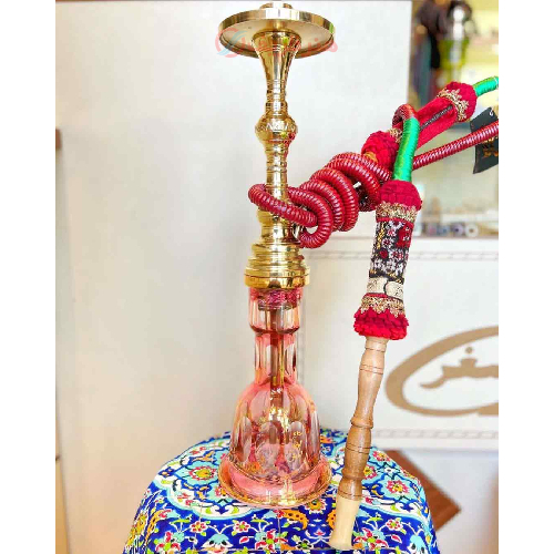 قلیان کامل برنجی سیب گرد یک مرتبه، شیشه تمام لوستر شاسی، لبی سر استخوان