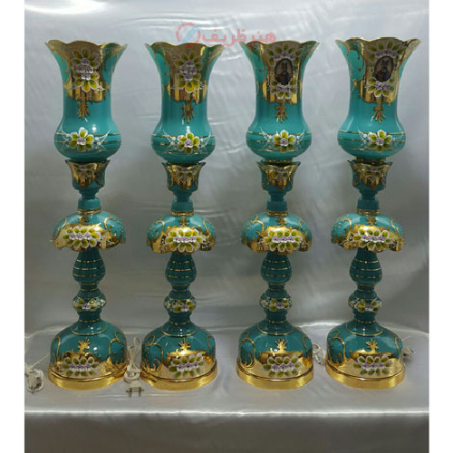 لاله نوروزی طرح چک فیروزه ای گل برجسته_ هنرظریف