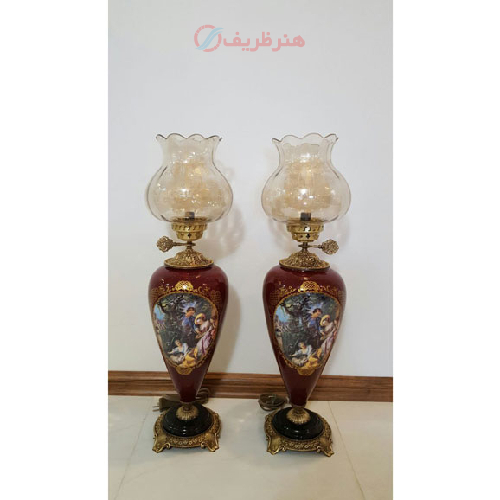 چراغ ستون سرامیکی طرح ایتالیایی تمام برنجی در رنگ های مختلف_ هنرظریف