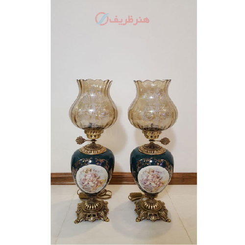 چراغ لامپا ستون سرامیکی تمام برنج سایز کوچک