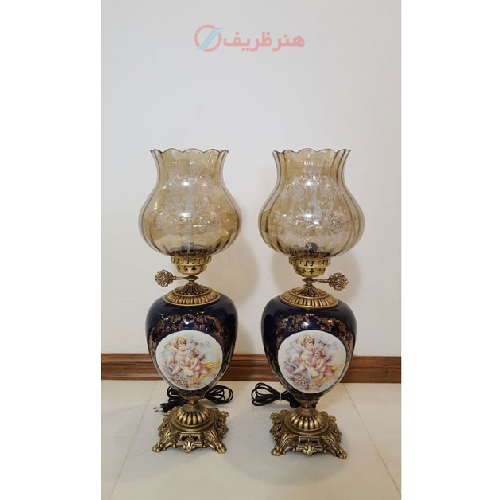 چراغ لامپا ستون سرامیکی تمام برنج سایز کوچک