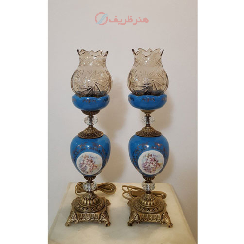 چراغ سرامیکی قطعات تمام برنجی سایز بزرگ_ هنرظریف