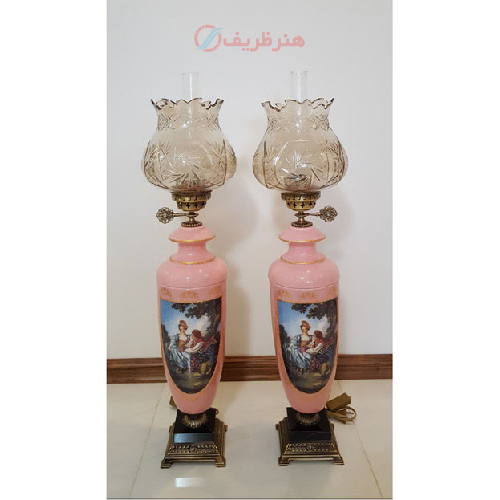 چراغ ستون سرامیکی طرح ایتالیایی مدل ساده تمام برنز