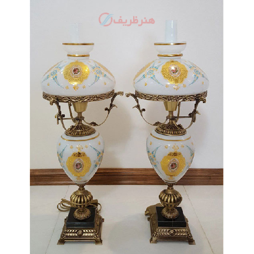 چراغ قالپاقی دو پوست شیری مدل گنبدی گرد