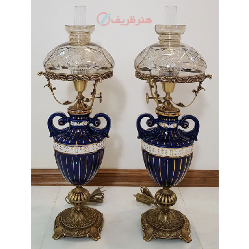 چراغ قالپاقی ستون گلدانی دسته دار مدل شیشه ای_ هنرظریف