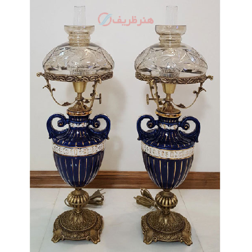 چراغ قالپاقی ستون گلدانی دسته دار مدل شیشه ای