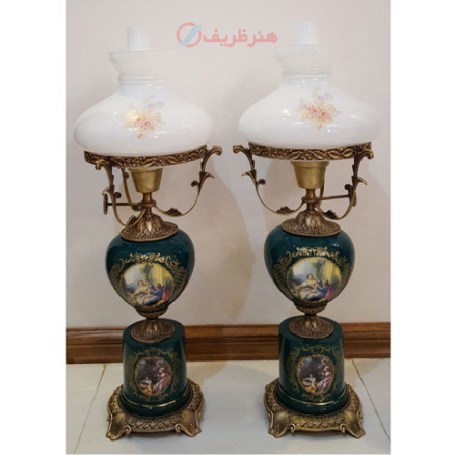 چراغ قالپاقی ستون استوانه ای دو تیکه تمام برنج_ هنرظریف