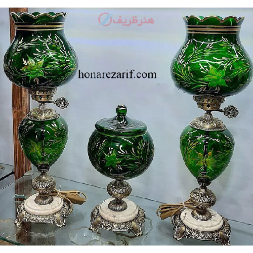 ست چراغ لامپا و شکلات خوری با آبکاری