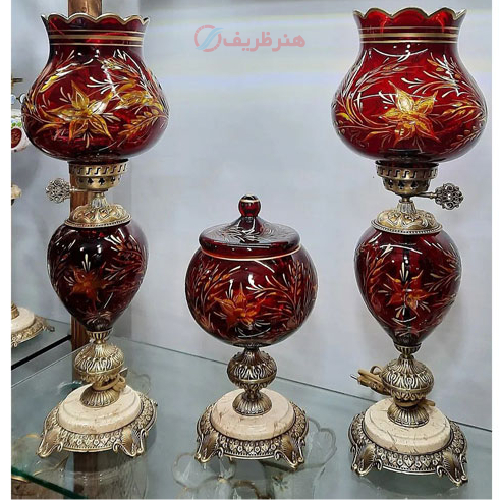 ست چراغ لامپا و شکلات خوری با آبکاری_ هنرظریف