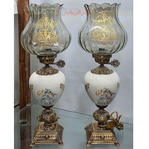 چراغ لامپا ستون سرامیکی در پنج رنگ مدل دو گل بزرگ