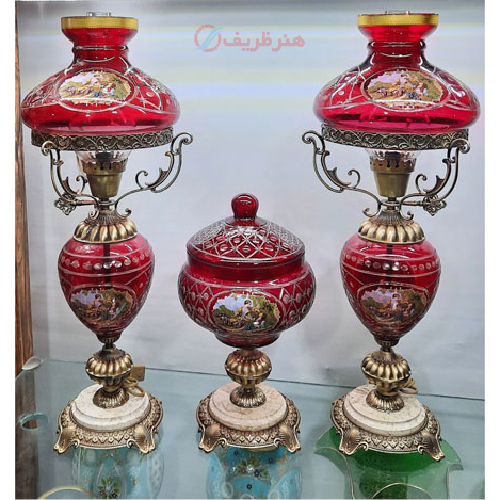 ست چراغ قالپاقی و شکلات خوری قرمز طرح رومئو و ژولیت