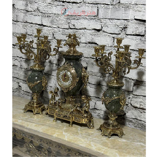 ست ساعت شمعدان برنزی مدل کوزه ای در رنگ های جذاب_ هنرظریف