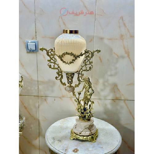 گلدان رومیزی برنزی پایه سنگی پرنس بزرگ مدل نیلوفر