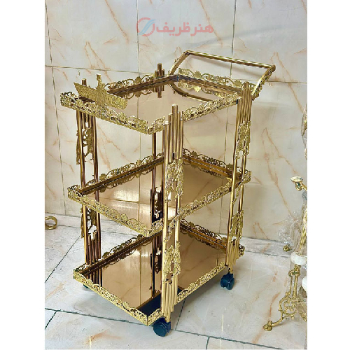 میز بار سه طبقه طرح هخامنشی با حاشیه گل