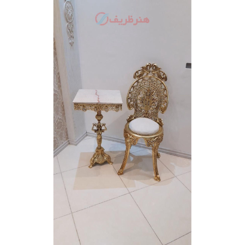 میز تلفن و صندلی آلومینیومی رنگ ثابت _ هنرظریف