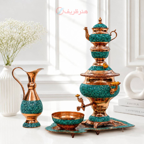 سرویس سماور فیروزه کوبی پرنسا _هنرظریف