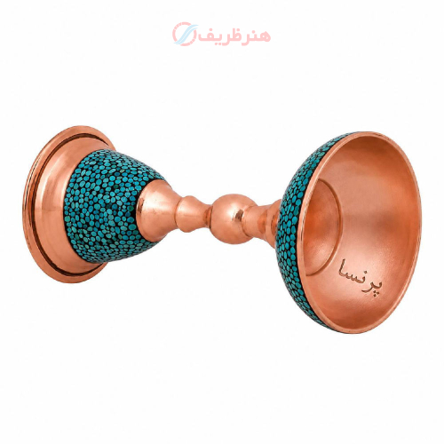 شمعدان مسی با فیروزه کوبی اصل نیشابور