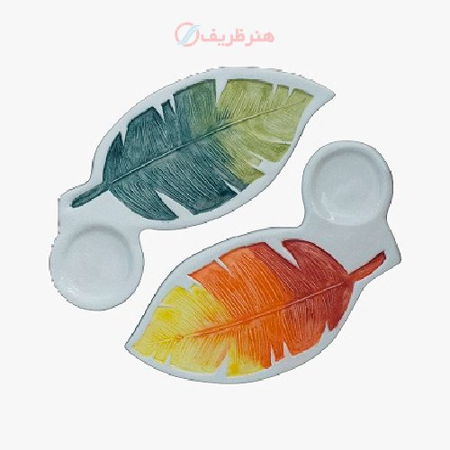 جاشمعی سرامیکی مدل برگ مجموعه 2 عددی_ هنرظریف