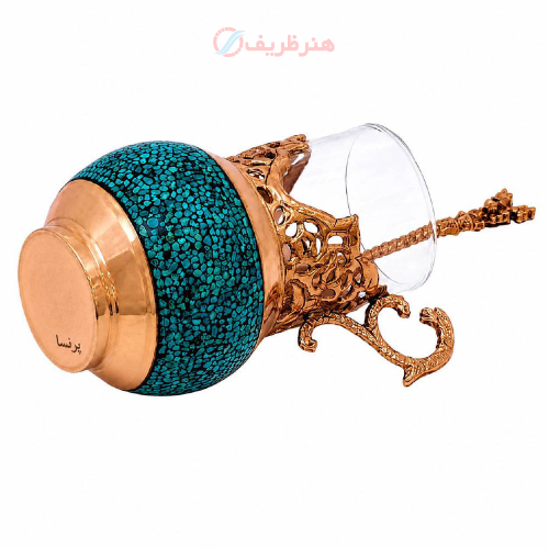 سرویس چای خوری فیروزه کوبی و قلمه زنی شش نفره