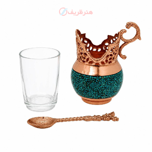 سرویس چای خوری فیروزه کوبی و قلمه زنی شش نفره