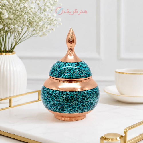 سرویس چای خوری فیروزه کوبی و قلمه زنی شش نفره