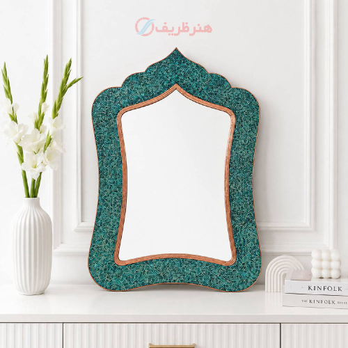 نمای کامل آینه فیروزه کوبی پرنسا با ارتفاع ۵۰ سانتی متر.