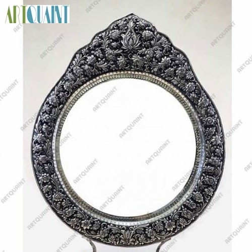 آینه شمعدان نقره قلم دست اعلاء عیار 925، سیاه قلم