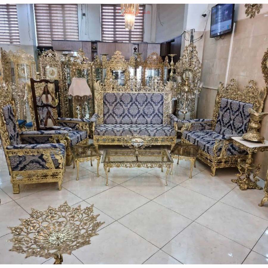مبل هفت نفره سلطنتی با روکش برنز، ورق ضخیم، بسیار زیبا و شیک