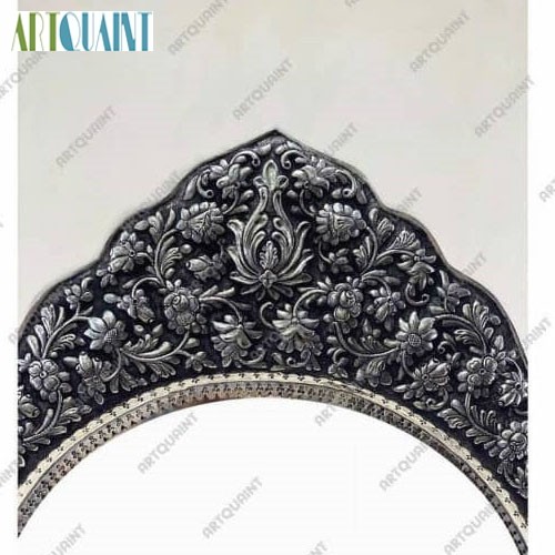 آینه شمعدان نقره قلم دست اعلاء عیار 925، سیاه قلم