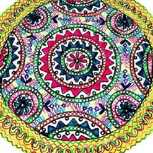 رومیزی گرد سوزن دوزی و آینه کاری B-6 با پارچه کتان درجه 1، دوخت با کیفیت بالا