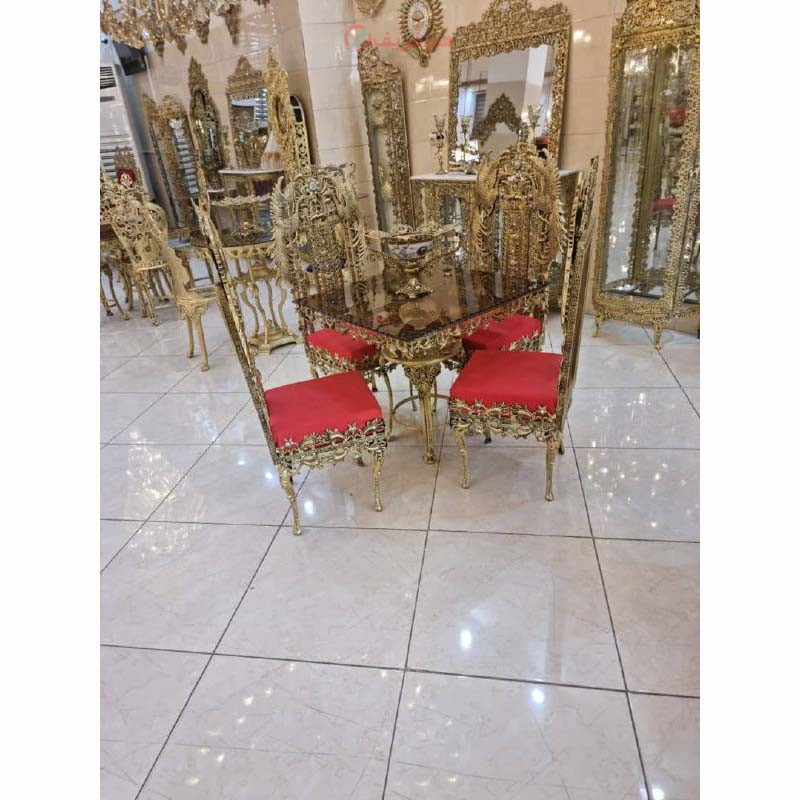 میز نهارخوری روکش برنز با ضخامت بالا محصول اصفهان با رنگ ثابت و کیفیت درجه 1 - هنرظریف