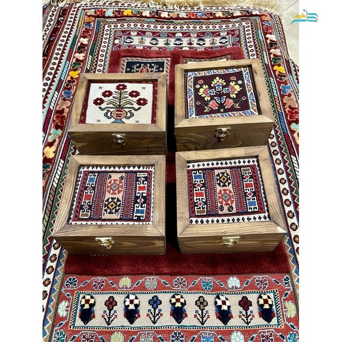 جعبه جواهرات گلیمی جنس چوب روس و پشم کرک مرینوس با کیفیت و رنگ طبیعی