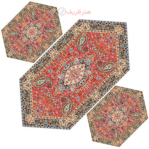 سری سه تکه رومیزی ترمه سالار قرمز، مدل 602
