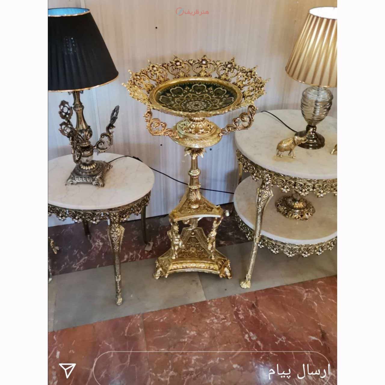 میوه خوری کنارسالنی سه بانو، جنس آلیاژ آلومینیوم، آبکاری برنز - هنرظریف