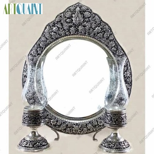 سرویس آینه و شمعدان جنس نقره با عیار 925، کاملاً دست ساز و با کیفیت عالی _ هنرظریف