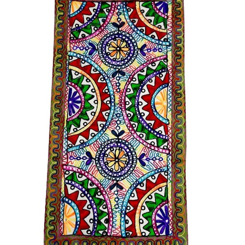 رومیزی سوزن دوزی و آینه کاری B-15 مستطیل با پارچه کتان و دوخته شده با نخ سوزندوزی - هنرظریف