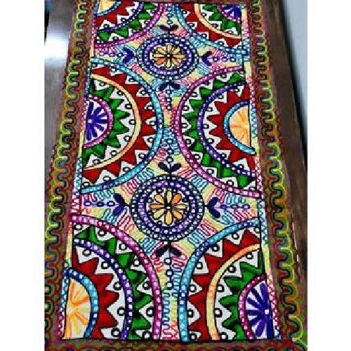 رومیزی سوزن دوزی و آینه کاری B-15 مستطیل با پارچه کتان و دوخته شده با نخ سوزندوزی