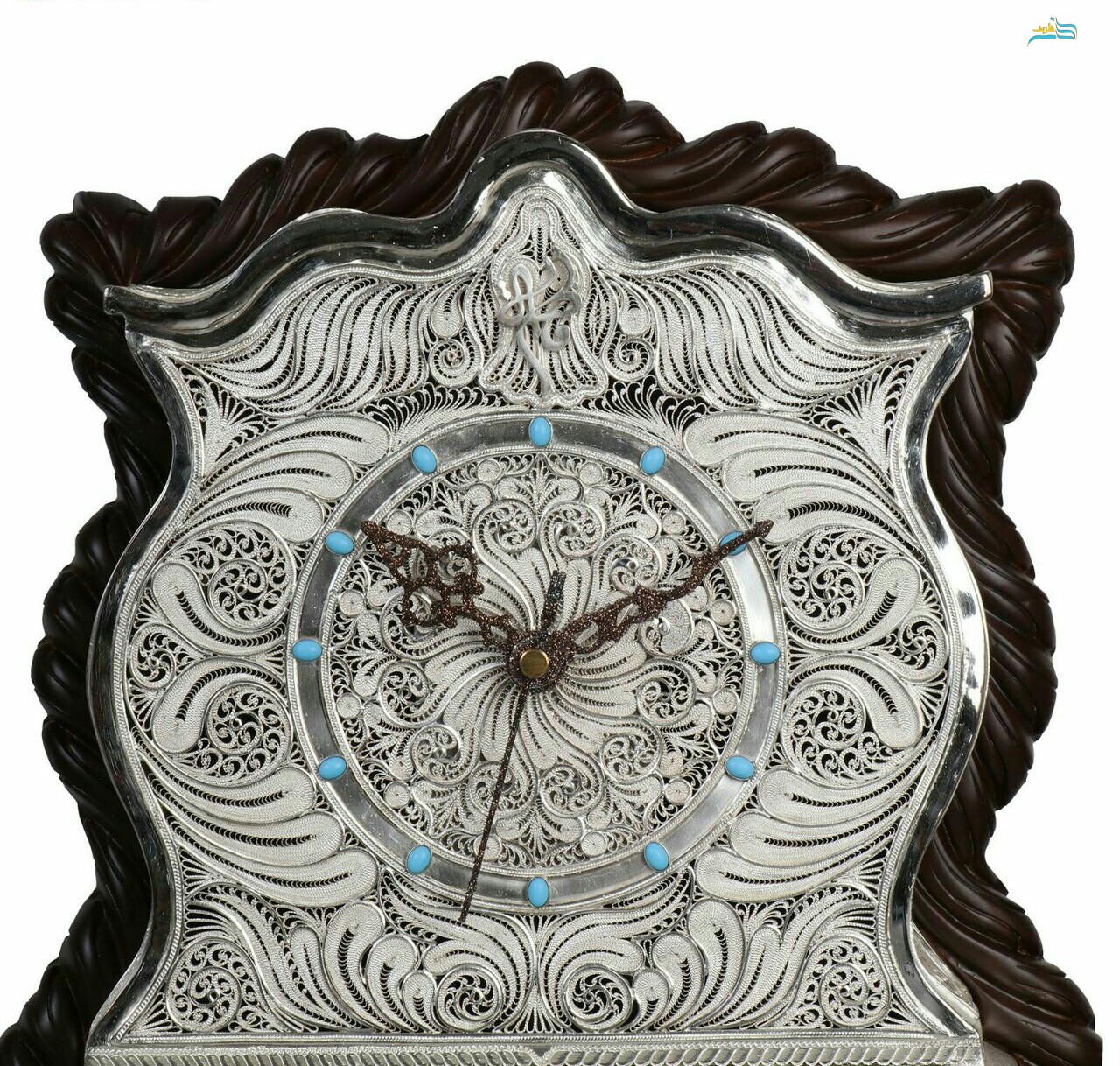 ساعت ایستاده ملیله کاری شده نقره، اثر بسیار آنتیک و بی نظیر و منحصربفرد